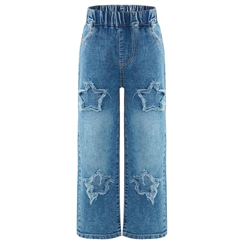Rswnyirn Mädchen Jeans Demin Hose Baggy Jeanshose Breit mit Stern Muster Gummizug Freizeithose Loose Fit Kinder Casual Outfit Typ A 134-140 Rswnyirn Mädchen Jeans Demin Hose Baggy Jeanshose Breit mit Stern Muster Gummizug Freizeithose Loose Fit Kinder Casual Outfit Typ A 134-140 von Rswnyirn
