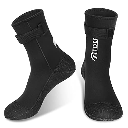 Neoprensocken Damen Neopren Socken Männer 3MM Neoprenschuhe Thermal Schwimmen Socken Rutschfest Neopren-Socken für zum Tauchen, Schnorcheln, Schwimmen, Surfen, Segeln, Kajakfahre(Mit Schnalle，M) von RTDEP