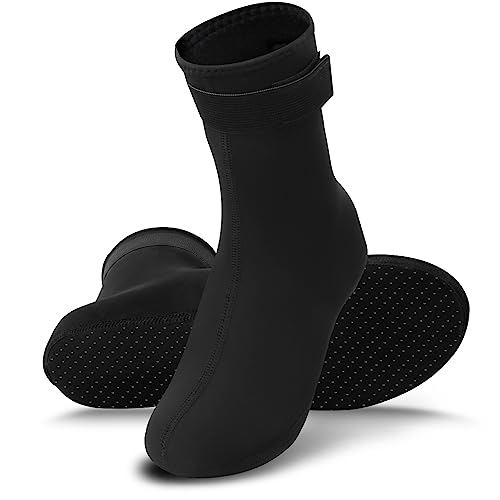 Rtdep Neopren-Socken, 3 mm, rutschfeste Schwimmsocken für Damen und Herren, Tauchsocken, Thermo-Wassersocken zum Tauchen, Schnorcheln, Schwimmen, Surfen, Segeln, Kajakfahren, Schwarz , XXL von Rtdep