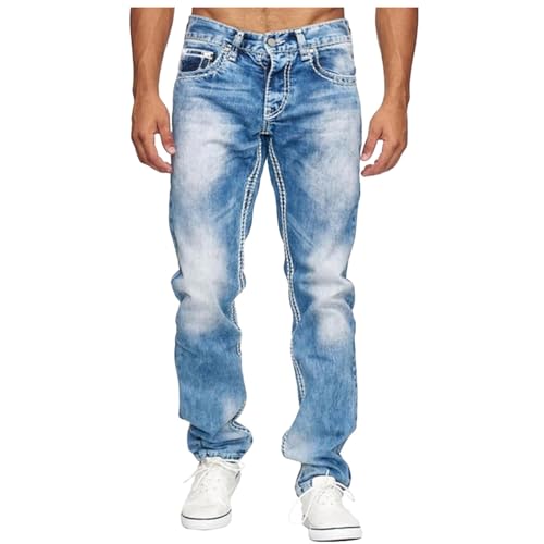 RuFengz Herren Jeans übergröße, Hose Sommer Stretch, Kurze Hosen Business Shorts Herrenjeans Lei CHT Stretch Straight Zerrissene Cargoshorts Denim Slim Jeanshose, S, Hellblau von RuFengz
