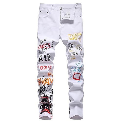 RuFengz Motorradjeans Herren Stretch mit Protektoren Sommer Motorradhose Löchern Tasche Otorradjeans Hose Lederhose Leggings Kurzgrößen Outdoor Trainingshose Jeans, Weiß von RuFengz