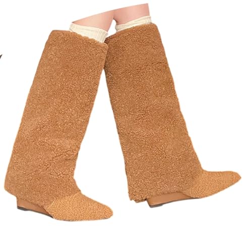 RuFengz cowboy boots damen, Fold Over Boots Damen Spitzer Mode Elegant Schlupfstiefel Damenstiefel Leder Winter Warme Lederstiefel Cowboystiefel mit Blockabsatz Herbst Weitschaftstiefel Winterstiefel von RuFengz