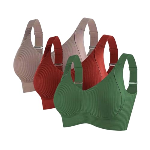 RuFengz damen bustier, 3er Pack BH Damen Ohne Bügel Gepolstert Große Brüste Starker Halt Bra Push Up Nahtlose Unterwäsche Weich Bequem BHS Verstellbarer Sport Bustier Büstenhalter Große Größen von RuFengz