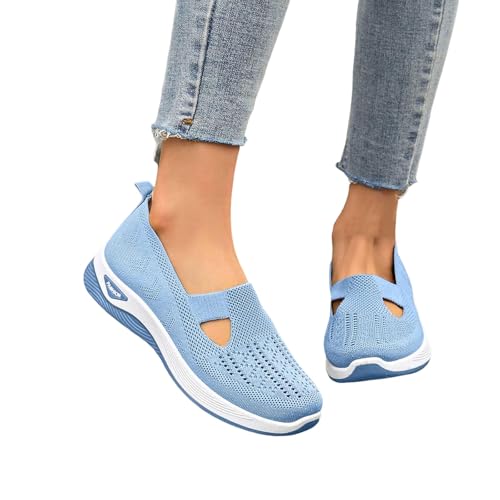 RuFengz damen sneaker sommer, Orthopädische Schuhe Damen Sommer Weite H Walkingschuhe Gesundheitsschuhe Leicht Hallux Valgus Atmungsaktive Sommerschuhe Sneaker Bequeme Outdoor Turnschuhe Hellblau 39 von RuFengz