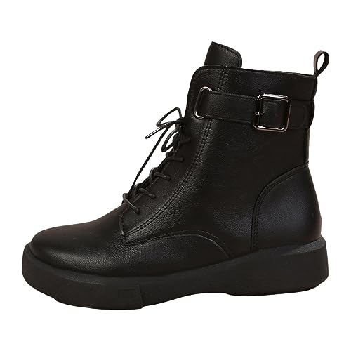 RuFengz herbst boots damen,Schnürstiefel Damen Warmes Gefüttert Winterboots Fall Boots Freizeit Rutschsicher Stiefeletten Chunky Wasserdichte Atmungsaktiv Schnürstiefelette Springerstiefel von RuFengz
