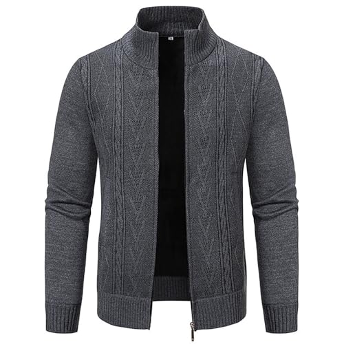 RuFengz herren lang mit kapuze, Fleecejacke Herren Outdoor Schlichter Regular Fit Pullover Winterjacke Leichte Warm Sweatshirt Reißverschluss Langarm Sweatjacke Jacke für Männer, XXL, Dunkelgrau von RuFengz