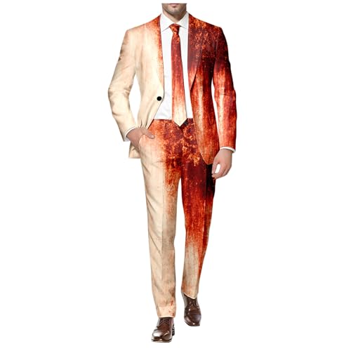 RuFengz herrenanzug 2-teilig, Halloween Anzug Herren Regular Fit Stretch 2-Teilig mit Blutig Bedruckt Party Herrenanzug Freizeit Langarm Festliche Kleidung Smoking Hosenanzug Schicke Hosenanzüge von RuFengz