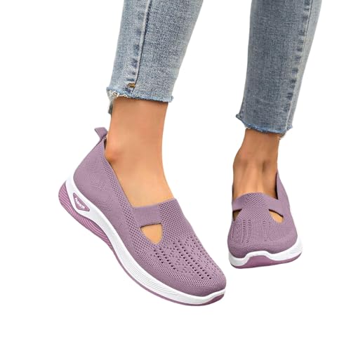 RuFengz leichte sneaker damen sommer, Orthopädische Schuhe Damen Sommer Weite H Walkingschuhe Gesundheitsschuhe Leicht Hallux Valgus Atmungsaktive Sommerschuhe Sneaker Bequeme Outdoor Hellviolett 38 von RuFengz