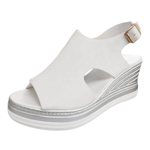 RuFengz Sommerschuhe Damen Elegant Bequem Jogging Barfußschuhe Hausschuhe Barfuss Sportlich Strandschuhe Casual Sommer Orthopädische Damenschuhe Outdoor Sandalen, Weiß, 41 von RuFengz