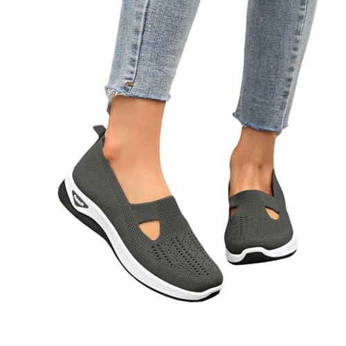 RuFengz shoes for women, Orthopädische Schuhe Damen Sommer Weite H Walkingschuhe Gesundheitsschuhe Leicht Hallux Valgus Atmungsaktive Sommerschuhe Sneaker Bequeme Outdoor Turnschuhe Dunkelgrau 41 von RuFengz