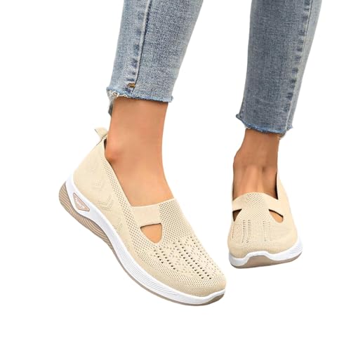 RuFengz slip in sneaker damen, Orthopädische Schuhe Damen Sommer Weite H Walkingschuhe Gesundheitsschuhe Leicht Hallux Valgus Atmungsaktive Sommerschuhe Sneaker Bequeme Outdoor Turnschuhe Beige 41 von RuFengz