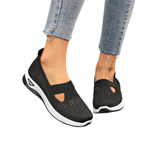 RuFengz sneaker damen sommer, Orthopädische Schuhe Damen Sommer Weite H Walkingschuhe Gesundheitsschuhe Leicht Hallux Valgus Atmungsaktive Sommerschuhe Sneaker Bequeme Outdoor Turnschuhe Schwarz 40 von RuFengz