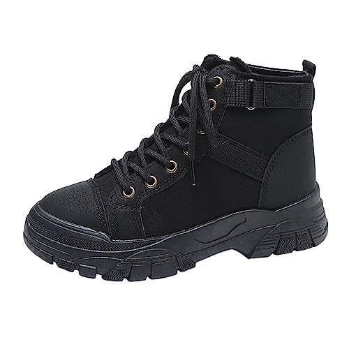 RuFengz winter boots,Schnürstiefel Damen Freizeit Plateau Stiefeletten Schnürstiefeletten Warmes Gefüttert Schnürstiefelette Springerstiefel Mode Atmungsaktiv Lederstiefel Fall Boots von RuFengz