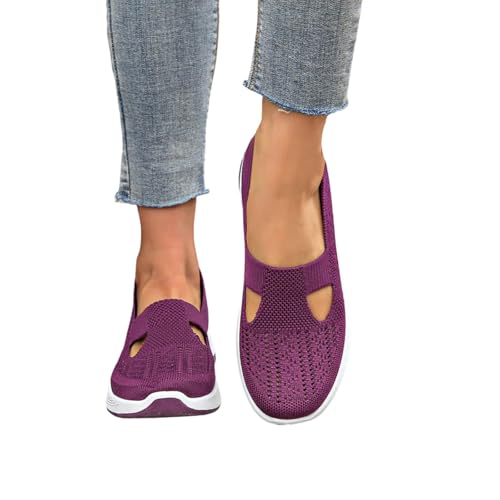 RuFengz womens trainers, Orthopädische Schuhe Damen Sommer Weite H Walkingschuhe Gesundheitsschuhe Leicht Hallux Valgus Atmungsaktive Sommerschuhe Sneaker Bequeme Outdoor Turnschuhe Dunkelviolett 42 von RuFengz