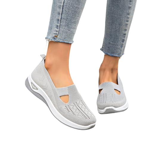 hallux valgus schuhe damen elegant, Orthopädische Schuhe Damen Sommer Weite H Walkingschuhe Gesundheitsschuhe Leicht Hallux Valgus Atmungsaktive Sommerschuhe Sneaker Bequeme Outdoor Turnschuhe Grau 36 von RuFengz