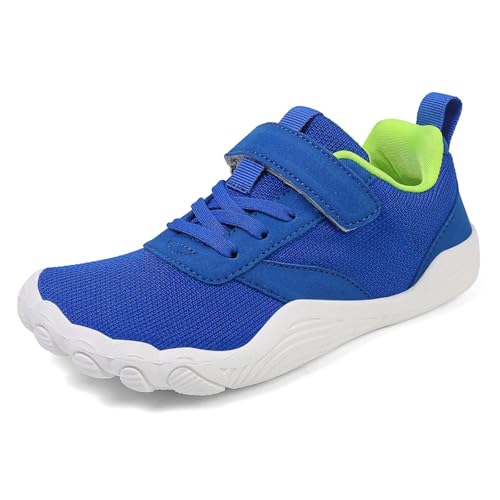 kids+fashion, Barfussschuhe Kinder Breite Barfuss Schuhe Atmungsaktiv Leicht Laufschuhe Junge Mädchen Weich Rutschfest Trekkingschuhe Sneaker Kinderschuhe mit Klettverschluss Unisex Blau 35 von RuFengz