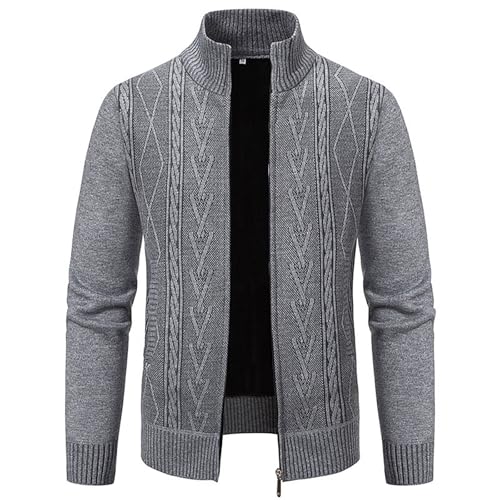 leichte fleecejacke herren sommer, Fleecejacke Herren Outdoor Schlichter Regular Fit Pullover Winterjacke Leichte Warm Sweatshirt Reißverschluss Langarm Sweatjacke Jacke für Männer, XL, Light Grau von RuFengz