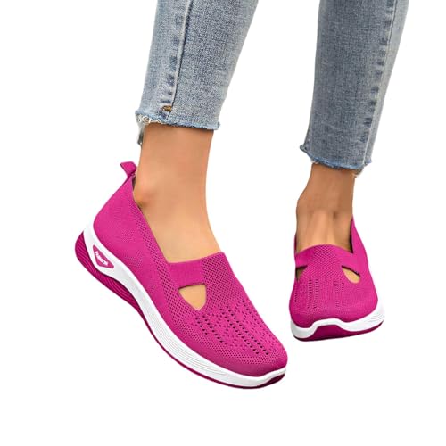mesh schuhe damen, Orthopädische Schuhe Damen Sommer Weite H Walkingschuhe Gesundheitsschuhe Leicht Hallux Valgus Atmungsaktive Sommerschuhe Sneaker Bequeme Outdoor Turnschuhe Schlupfschuhe Rosa 41 von RuFengz