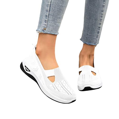 orthopädische schuhe, Orthopädische Schuhe Damen Sommer Weite H Walkingschuhe Gesundheitsschuhe Leicht Hallux Valgus Atmungsaktive Sommerschuhe Sneaker Bequeme Outdoor Turnschuhe Schlupfschuhe Weiß 37 von RuFengz
