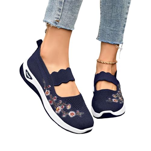 orthopädische schuhe damen weite h, Orthopädische Schuhe Damen Sommer Weite H Walkingschuhe Gesundheitsschuhe Leicht Hallux Valgus Atmungsaktive Sommerschuhe Sneaker Bequeme Outdoor Dunkelblau 41 von RuFengz