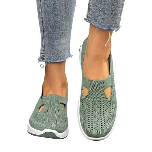 outdoor schuhe damen, Orthopädische Schuhe Damen Sommer Weite H Walkingschuhe Gesundheitsschuhe Leicht Hallux Valgus Atmungsaktive Sommerschuhe Sneaker Bequeme Outdoor Turnschuhe Schlupfschuhe Grün 42 von RuFengz