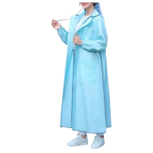 regenjacke damen sport, Regenponcho Damen Wasserdicht mit Kapuze Wiederverwendba Leichte Übergangsjacke Regenmantel Outdoor Große Größen Outdoorjacke Regencape für Frauen, Blau, L von RuFengz