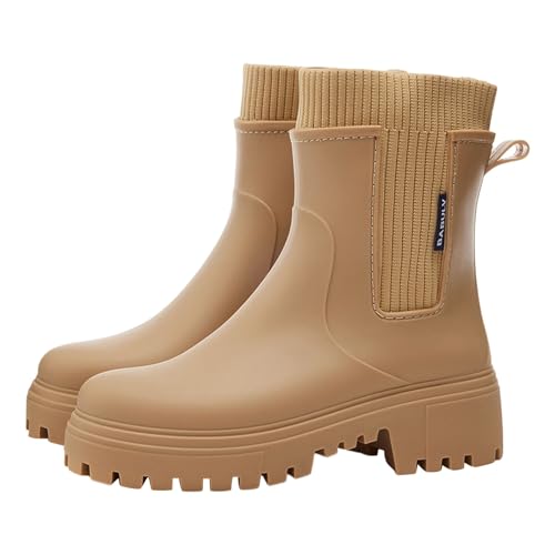 regenschuhe herren, Gummistiefel Damen Weitschaft Leicht Rutschfest Regenschuhe Stiefeletten Strapazierfähig Gartenschuhe Halbhohe Bequem Arbeitsstiefel Robust Wasserdichte, Khaki, 37 regenschuhe herren, Gummistiefel Damen Weitschaft Leicht Rutschfest Regenschuhe Stiefeletten Strapazierfähig Gartenschuhe Halbhohe Bequem Arbeitsstiefel Robust Wasserdichte, Khaki, 37 von RuFengz