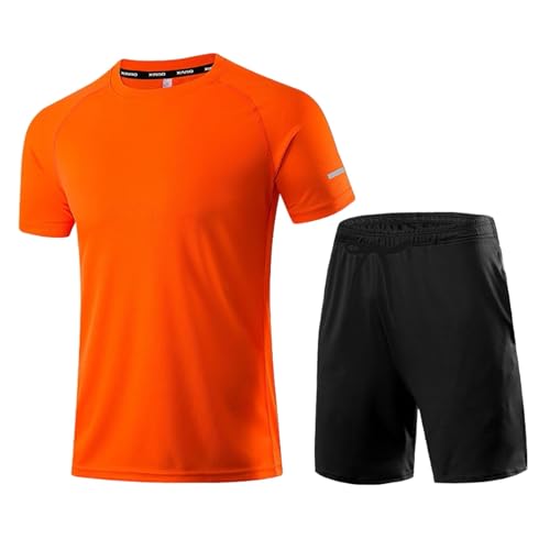 schlafanzug herren, Pyjama Set Herren Kurz Sommer Schlafanzugoberteile Schlafanzug Lässig Nightwear Pyjamaset Frühling Schlafanzughose Herrenschlafanzug Shorty Outdoor Pyjamahose Pjama, 3XL, Orange von RuFengz