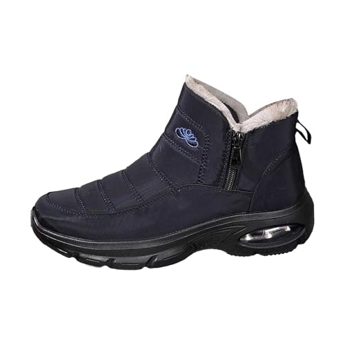 schuhe damen, Winterschuhe Damen Warmes Fell Gefüttert Knöchelstiefel Outdoor Rutschfeste Wanderschuhe mit Seitlicher Reißverschluss Thermostiefel Schneestiefel Mode Plush Stiefeletten von RuFengz