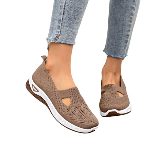sneaker damen, Orthopädische Schuhe Damen Sommer Weite H Walkingschuhe Gesundheitsschuhe Leicht Hallux Valgus Atmungsaktive Sommerschuhe Sneaker Bequeme Outdoor Turnschuhe Schlupfschuhe Kaffee 39 von RuFengz