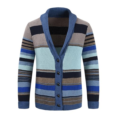 strickjacken für herren grau, Herren Festival Cardigan Bierfest Stehkragen Herrenstrickjacke Feinstrickjacke Schlichter Leichte Sweatshirt Sweatjacke Warm Regular Fit Winterjacke für Männer, L, Blau von RuFengz