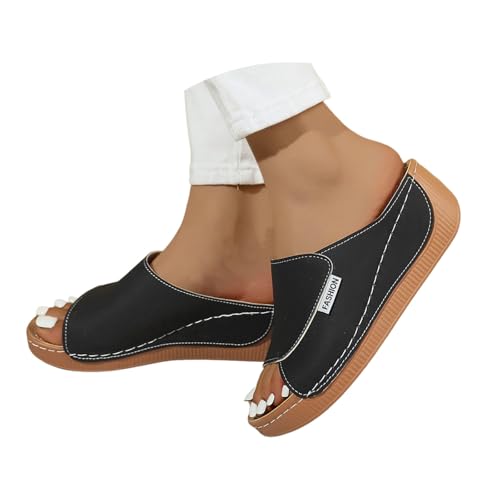 vivastep sandalen - ergonomisch, Vivastep Sandalen Damen Orthopädische Schuhe Sommer Ergonomische Rutschfeste Sandaletten zur Schmerzlinderung Leder Offener Sommerschuhe Leicht Bequem Schwarz 39 von RuFengz