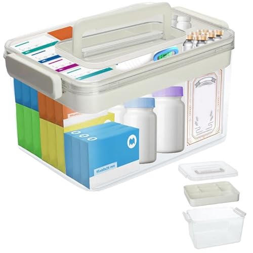 Ruaizel Medizinbox, 2 Schichten Medizin Aufbewahrungsbox mit Griff, Erste Hilfe Box für Zuhause Ruaizel Medizinbox, 2 Schichten Medizin Aufbewahrungsbox mit Griff, Erste Hilfe Box für Zuhause von Ruaizel