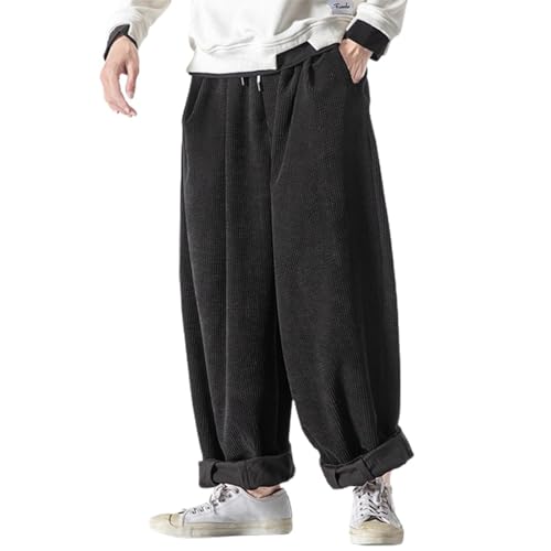 Ruamilyy Cordhose Herren Hip Hop Style Oversized Freizeithose Breitcord Hose mit Gummizug Lang Weit Breit Cordhose Jogginghose mit Baggy Bündchen Elastische Taille Sweatpants von Ruamilyy