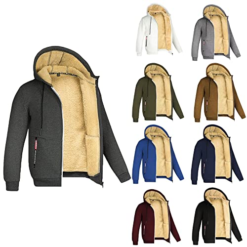 Ruamilyy Kapuzenjacke Herren Fleece mit Reißverschluss Warm Fleecejacke Winterjacke Dicker Teddy Sweatjacke Sweatshirt Casual Oversized Hoodie Kapuzenpullover von Ruamilyy