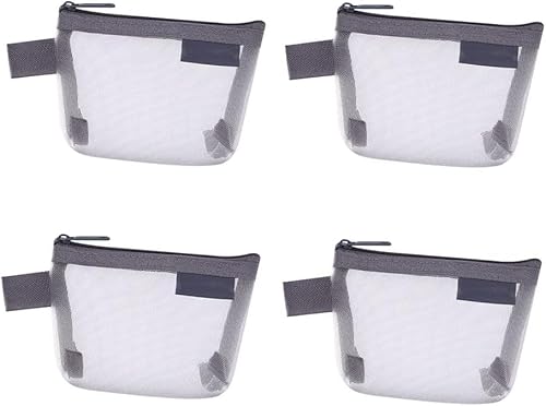 Netztasche mit Reißverschluss, kleine Reißverschlusstasche, Netz-Organisationstasche, kleine Make-up-Tasche, kleine Geldbörse, Reisezubehör-Organizer, grau von RuanHongYi