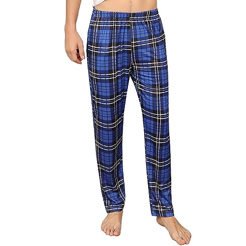 RuanMM Superweiche Herren-Pyjamahose/Schlafanzughose/Pyjamahose mit baumwollähnlicher Textur Hosen des Mannes-Blau-XXL von RuanMM
