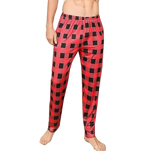 RuanMM Superweiche Herren-Pyjamahose/Schlafanzughose/Pyjamahose mit baumwollähnlicher Textur Hosen des Mannes-Rot-L von RuanMM