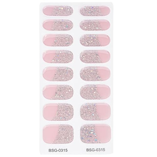 1 Blatt Kleber Full Wrap Gel Nail Art Aufkleber Wasserdichter Gel Nagelwickel Halbgehärtete Gel Nagellackstreifen Nagelaufkleber Halbgehärtete Gel Nagelfolien Glitzer von Ruarby