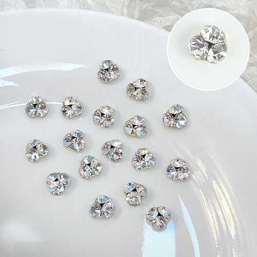 10 Stück Flatback Glasnagel Strasssteine Mini Diamant Nagel 3D Kristall Edelsteine Schmuck DIY Maniküre Nageldekoration Nagel Edelsteine Hochzeit Nagelzubehör Festival von Ruarby