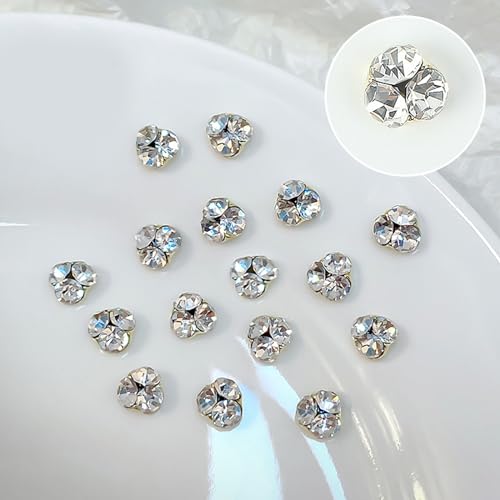 10 Stück Flatback Glasnagel Strasssteine Mini Diamant Nagel 3D Kristall Edelsteine Schmuck DIY Maniküre Nageldekoration Nagel Edelsteine Hochzeit Nagelzubehör Festival von Ruarby