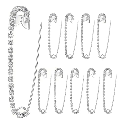 10 Stück Stilvolle Anstecknadeln Zubehör Clip Strass Pins Funkelnde Brosche Zubehör für Damen Abendkleidung, Strassstein von Ruarby