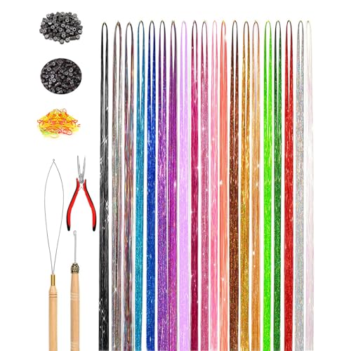 14/16/20/22/30 Farben, Lametta-Haarverlängerungen, glitzerndes Haar-Zubehör, einfach zu verwenden, für Damen von Ruarby