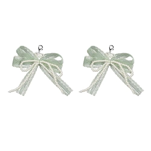 Abnehmbarer Schuh-Schmuck-Schnürsenkel-Anhänger mit aufwendiger Spitze und Schmetterlingsschleife und synthetischen Perlen-Verzierung, Die Schleife ist aus Reinigungsmaterial und die Perle ist aus ABS von Ruarby