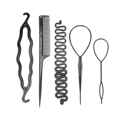 Haarschlaufen-Styling-Werkzeug, Schwanz, Zopf, Pferdeschwanz, Styling-Werkzeug für Mädchen, Frisuren, Heimbedarf, Flechtkamm-Set von Ruarby