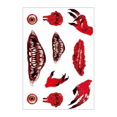 Halloween Tattooed Aufkleber Mund Aufkleber Blutige Wunde Aufkleber Temporäre Tätowierte Aufkleber Für Erwachsene von Ruarby