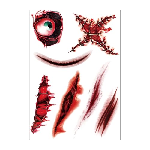 Halloween Tattooed Aufkleber Mund Aufkleber Blutige Wunde Aufkleber Temporäre Tätowierte Aufkleber Für Erwachsene von Ruarby