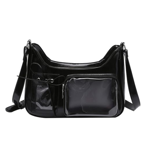 Itabag Umhängetasche im japanischen Stil, transparent, modisch, Dating-Tasche, PU-Leder, Kuriertasche, Schultasche, Schwarz von Ruarby
