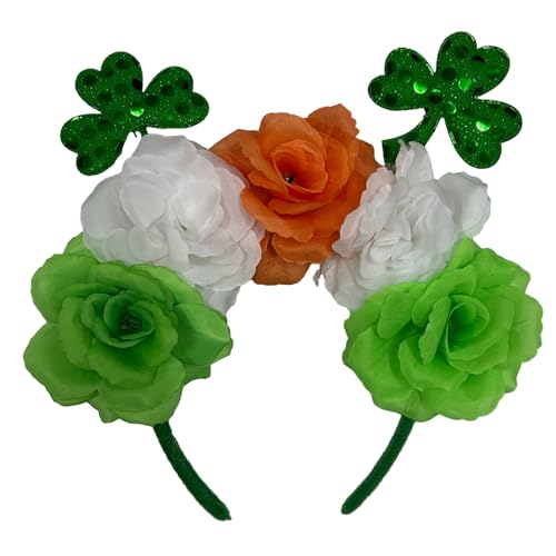 Kleeblatt-Rosen-Stirnband, StPatricks-Tag, Haarreif, Urlaub, Kopfschmuck, irischer Nationalfeiertag, Feier, Haarband, Festival-Requisiten, Party-Accessoire von Ruarby