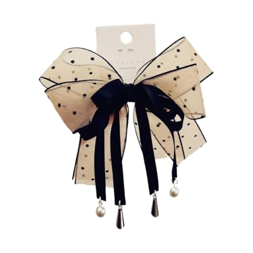 Kreative Perlen-Haarspange mit Schleife und Quasten, Haarschmuck für Mädchen, geeignet für Studenten und berufstätige Frauen von Ruarby